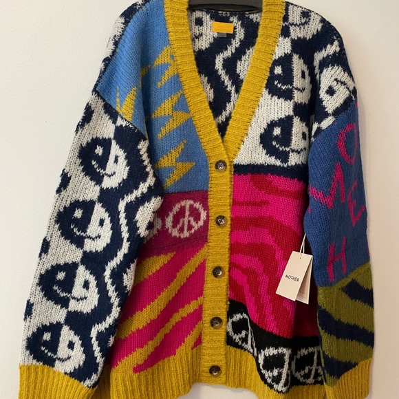 NWT MOTHER The Long Drop Cardigan (Happy and Sad) Size XL - Picture 5 of 12